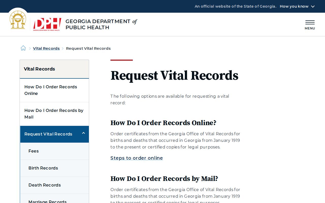 Georgia vital record request options for Lawrenceville families