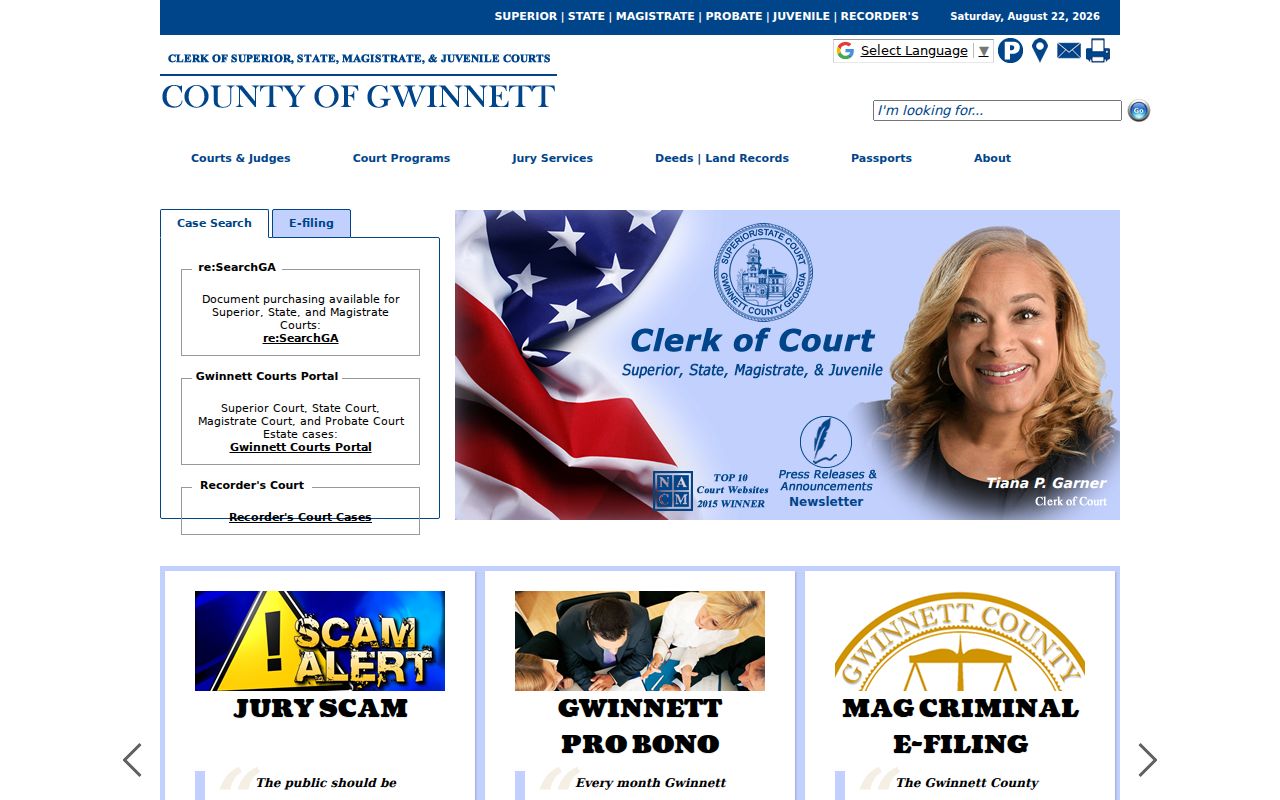 Gwinnett Courts portal for Lawrenceville public cases