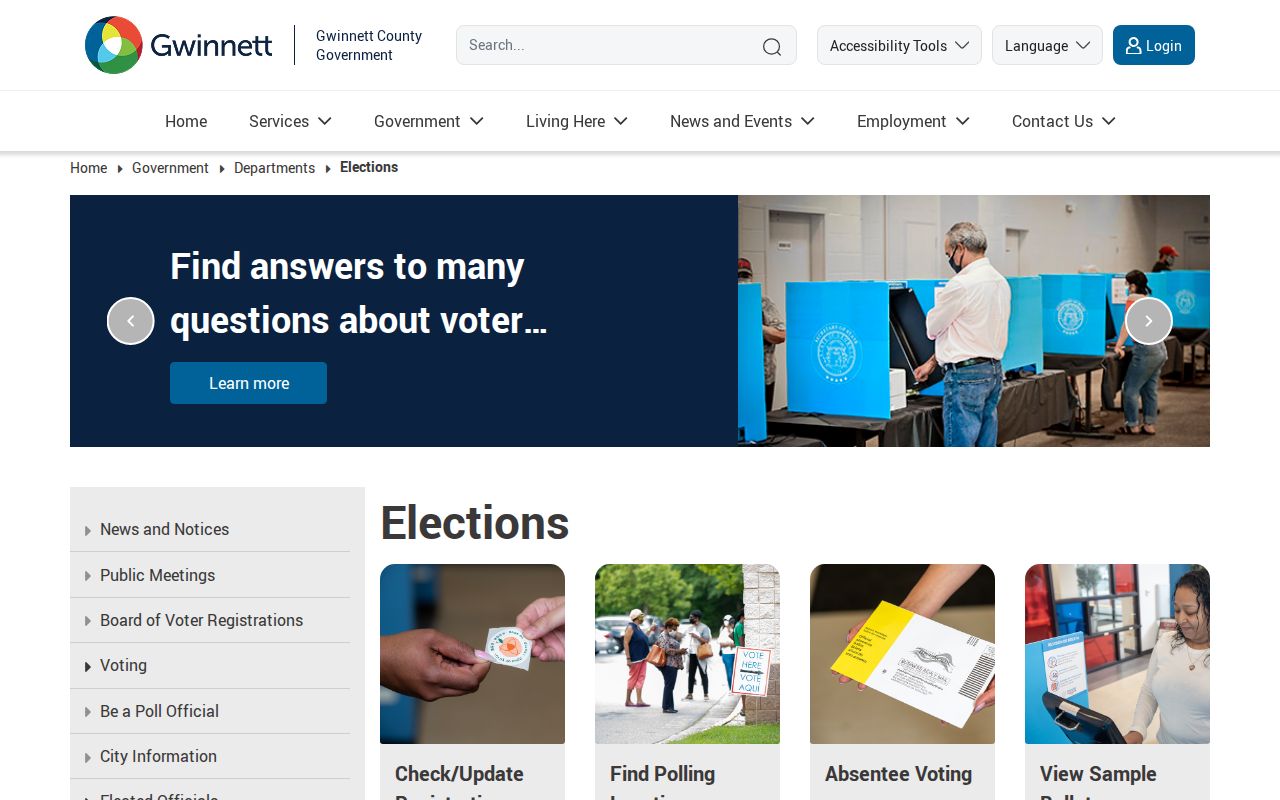 Gwinnett Elections office page for lawful Lawrenceville block records
