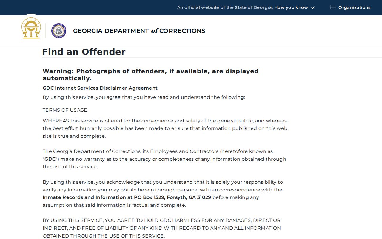 Georgia corrections search used in a Lawrenceville resident lookup