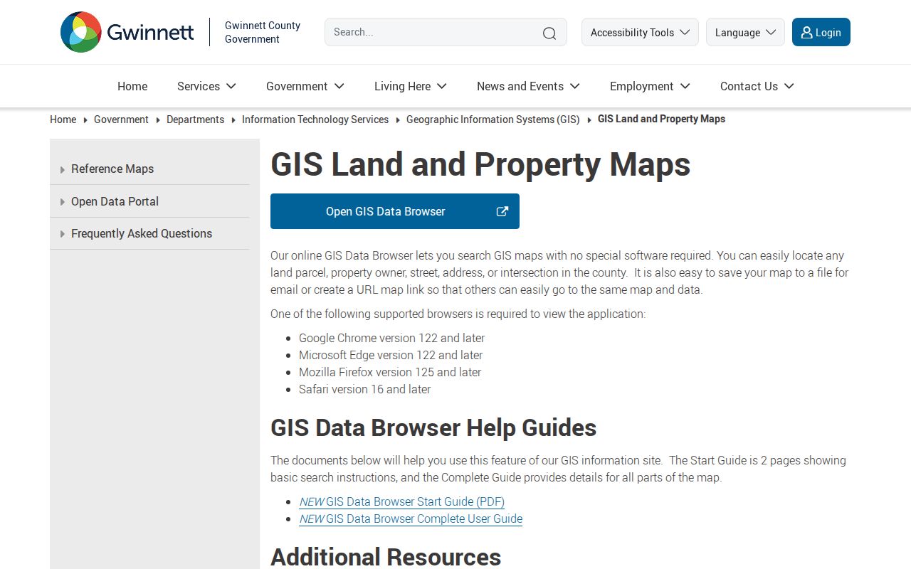 Gwinnett GIS information page explaining Lawrenceville parcel tools