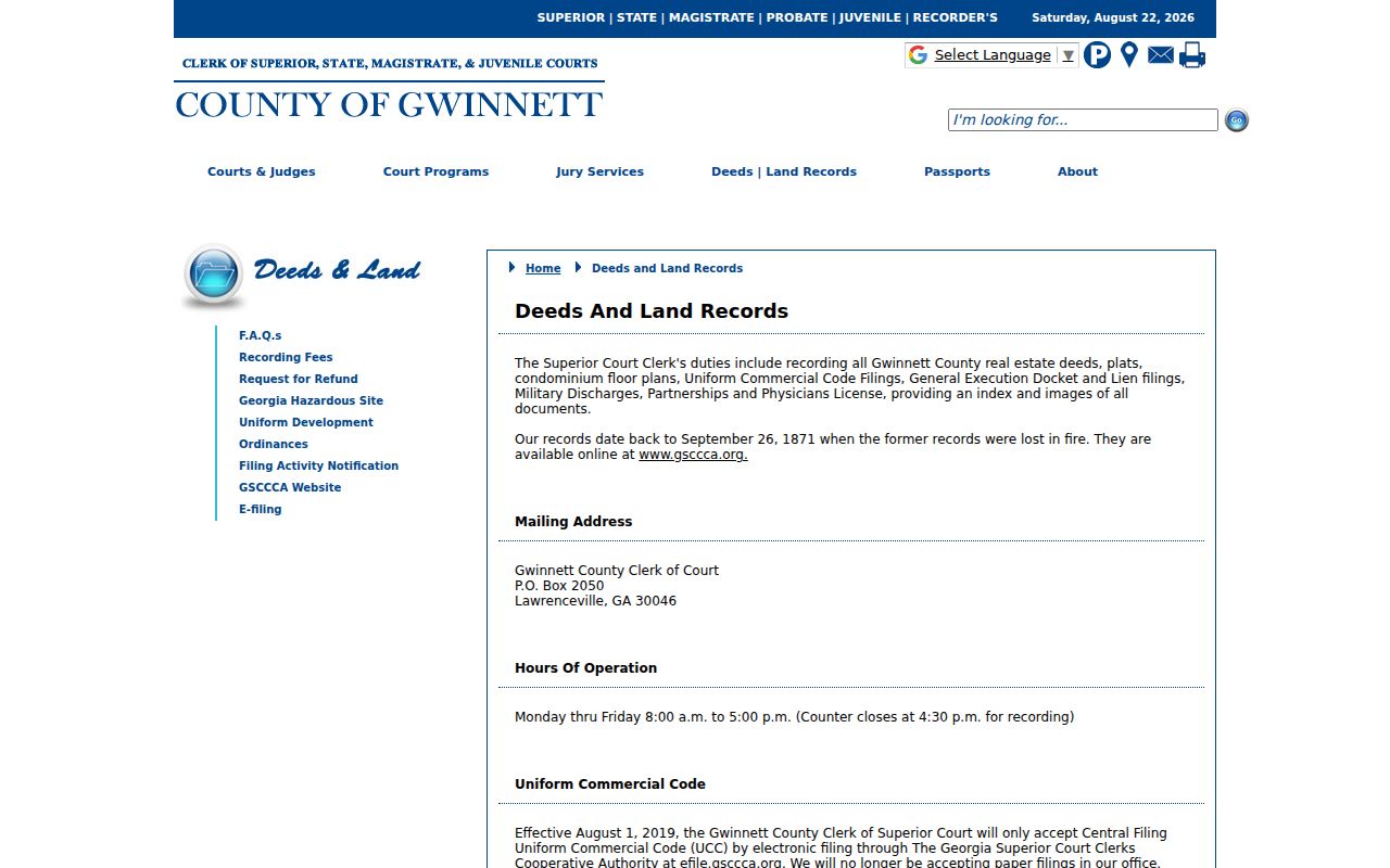 Gwinnett deed and land record access for Lawrenceville streets