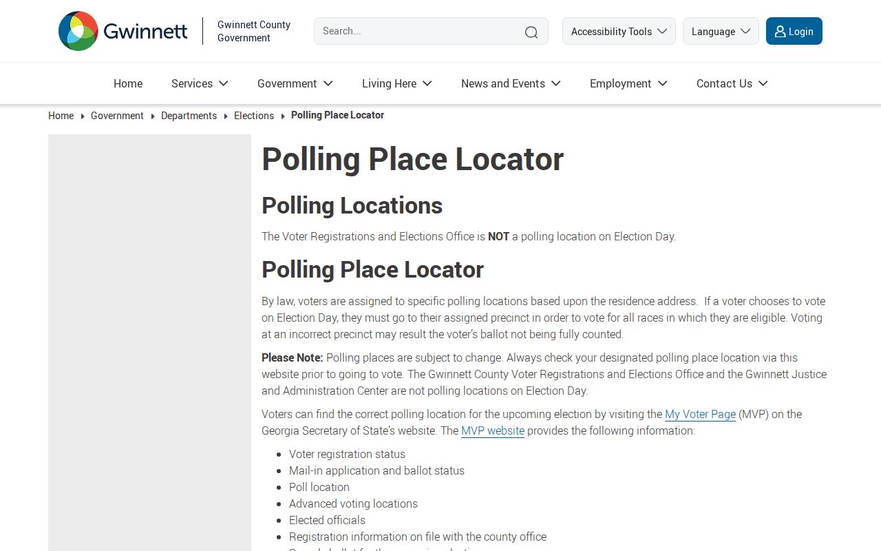 Gwinnett polling place locator after narrowing an address by ZIP